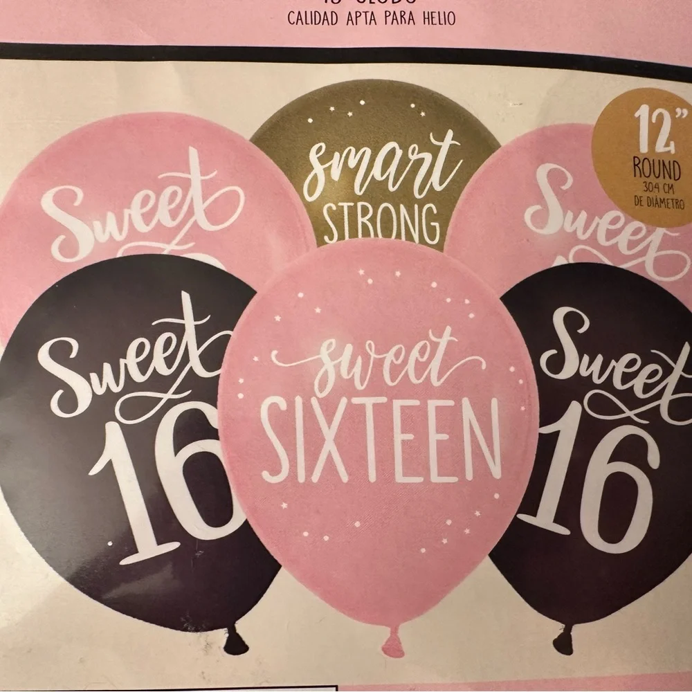 Sweet 16 Party Balloons Confetti Latex Birthday Decorations Pink Black Gold